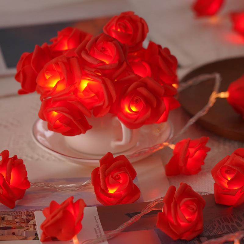 LED Rose Fairy String Lights - Flashing Floral Bedroom Decor, Battery-Powered Romantic Wedding & Party Lights