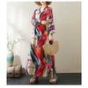 V-neck Loose Plus Size Simple Vacation Style Long Sleeve Women's Beach Dresses