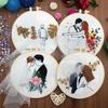 1pc Couple Wedding Pattern Embroidery DIY Fabric Craft Kit Creative Craft Needle and Thread