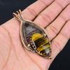 Tiger Eye Gemstone Pure Copper Wire Wrapped Handmade Pendant Jewelry Gift For Her