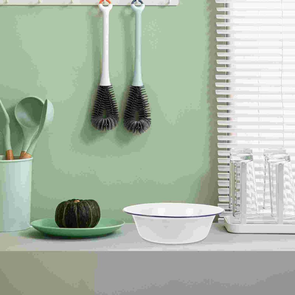 Ensaladera de Esmalte Anticuada para el Hogar Borde Rizado Cuenco para Verduras y Frutas Sopa Pasta Cocina Soporte Cuencos para Cena Masa