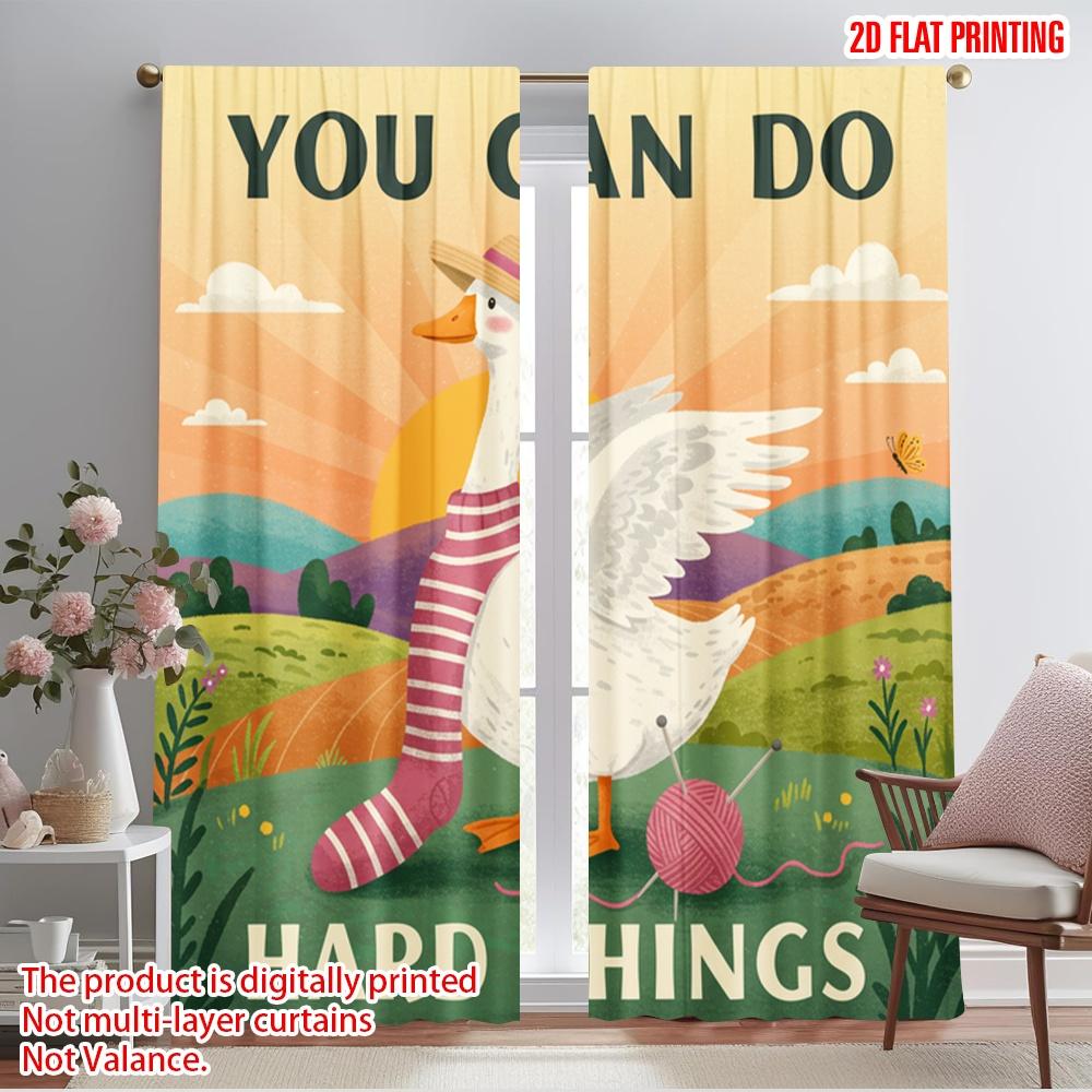 

2pcs 2D flat printing Party Curtain Goose Knitting Motivation Fabric Without Electricity Festive Curtains Use for Living Room 52.50×116.00 CM 2pcs