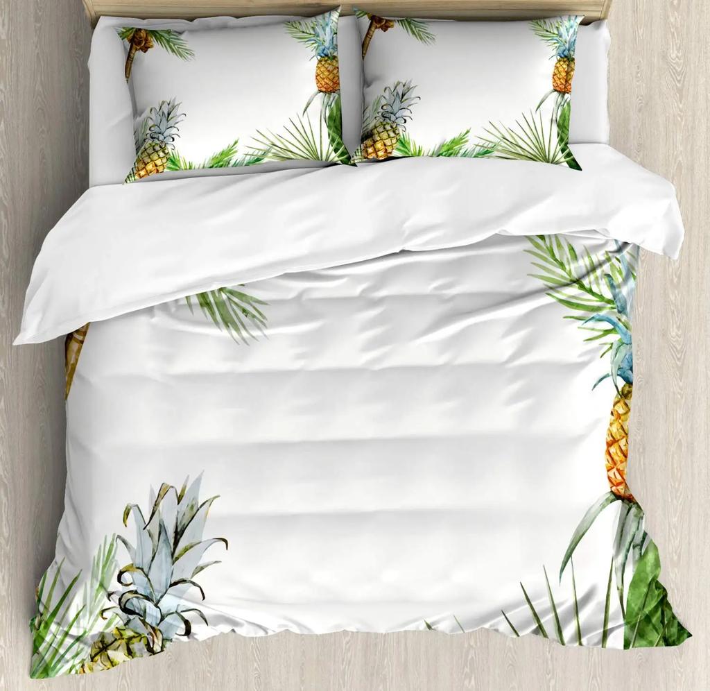 Pineapple Duvet Cover Set Fruit Pineapple Print Single Queen Bedding Set for Kids Adults Bedroom Luxury Decor King Duvet Covers