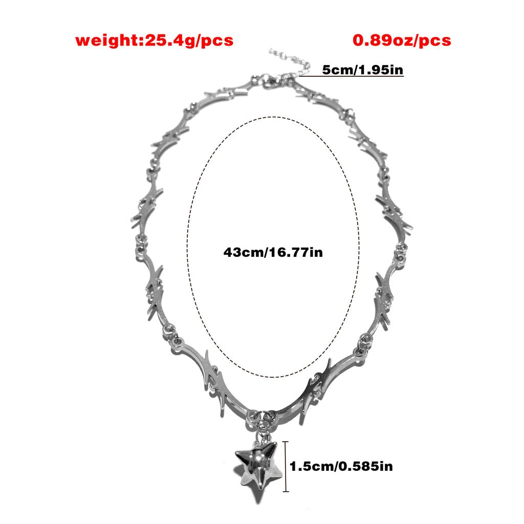 Ins Creative Thorns Iron Thorns Flame Collarbone Chain Necklace, New Hip Hop Sweater Necklace