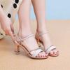 Summer new elegant imperial sister one-word buckle strap thick heel fashion high heel sandals women
