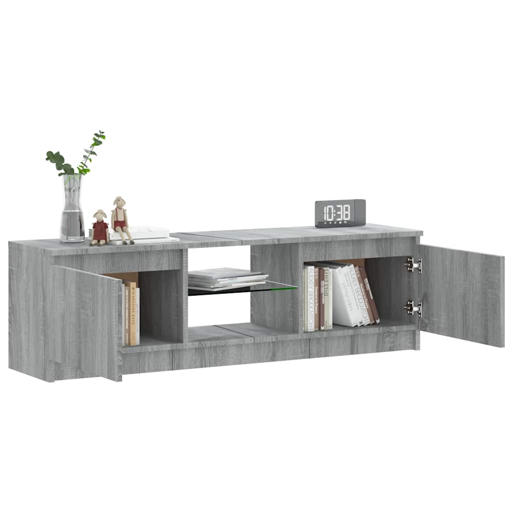 TV Stand with LED Lights Gray Sonoma 120 x 30 x 36 cm