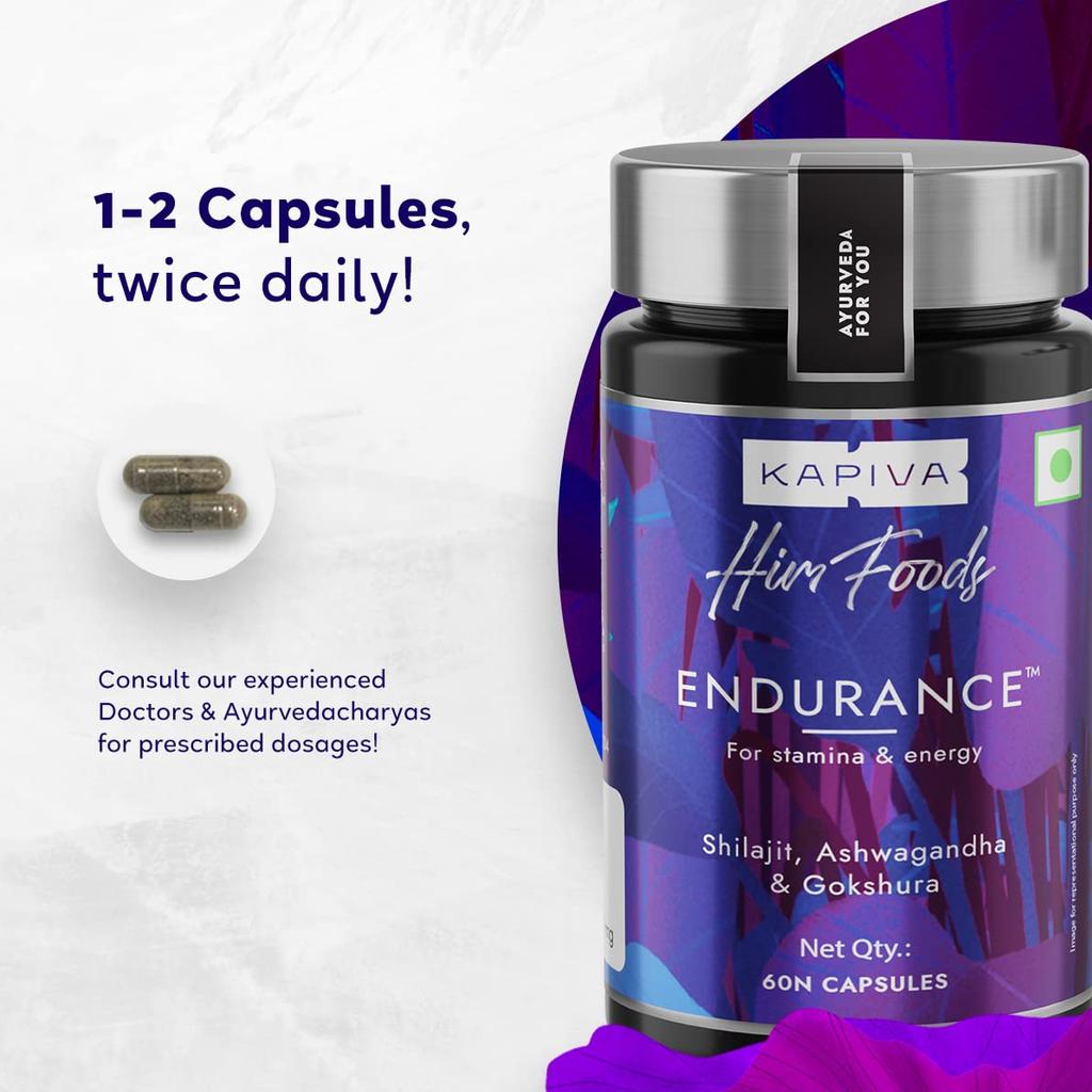 Kapiva Endurance Capsules 60n X 2 Pack Herbal Blend for Energy Stamina and Peak Performance Naturally