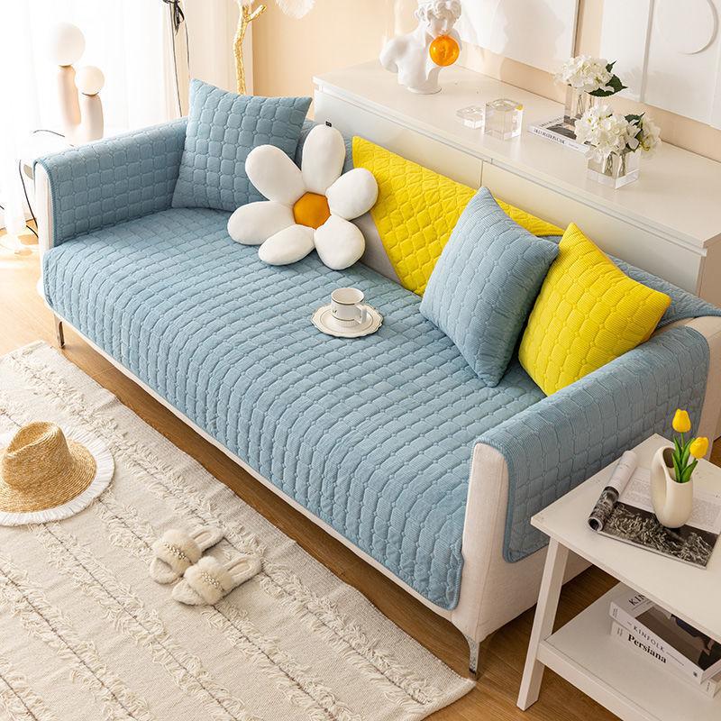 Plush Sofa Cushion Autumn and Winter Thickening Non-Slip Sofa Cover Living Room Solid Color Sofa Back Cover Armrest Towel