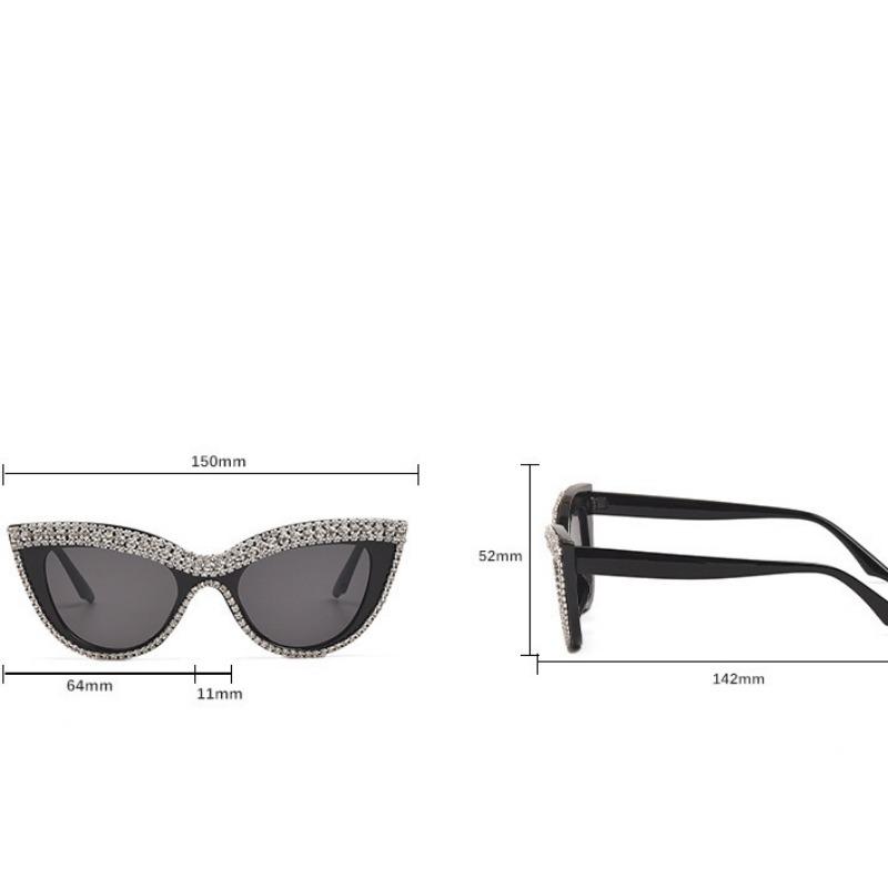 Women's Diamond Oversized Unisex Retro Blue Light Blocking Far Sight Eyewear Luxury Cat Eye Presbyopia Glasses