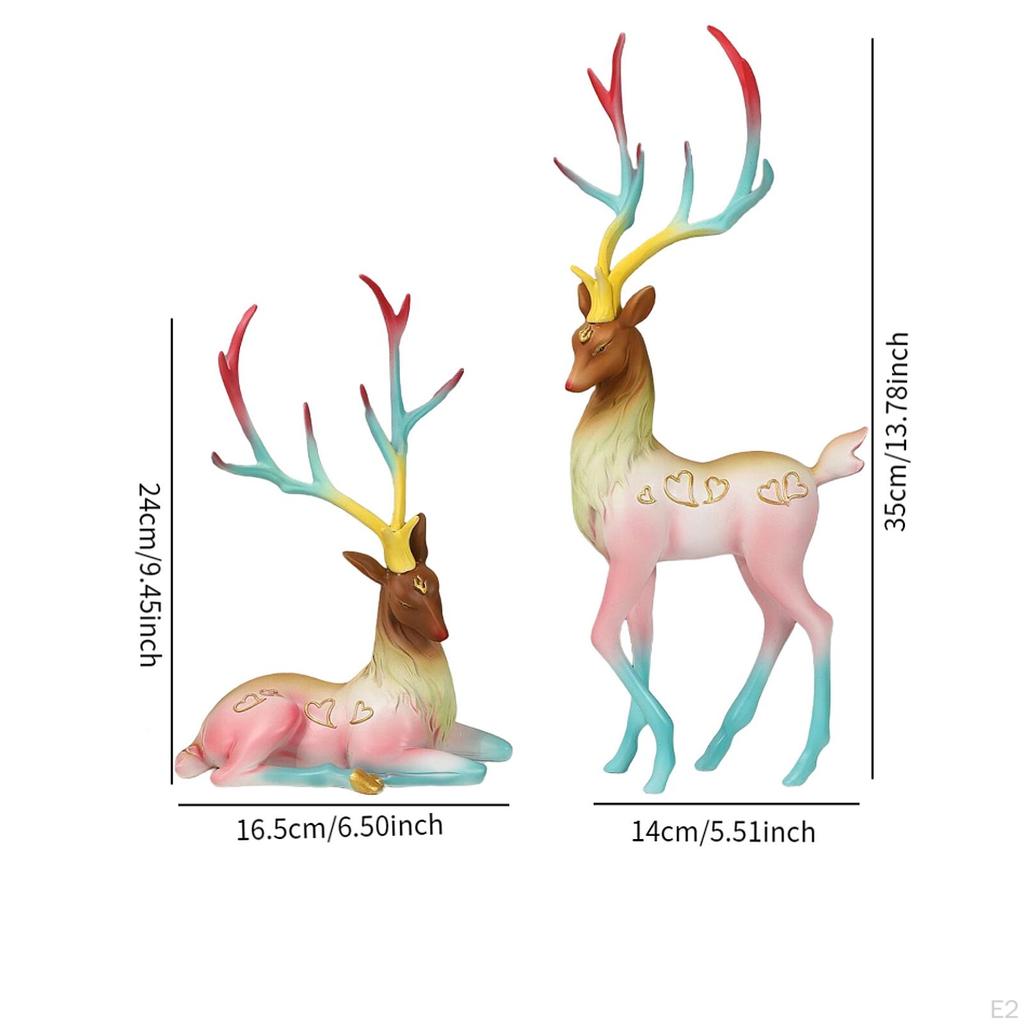 2x Reindeer Statue Elk Sculpture Home Decor Animal Deer Figurine for Office
