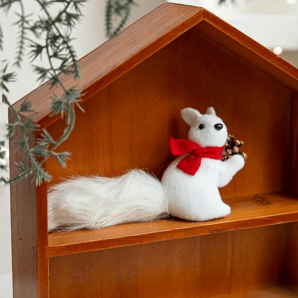 Lightweight Flocked Squirrel Ornaments Plush Texture Dual-use Tabletop Ornament  Xmas