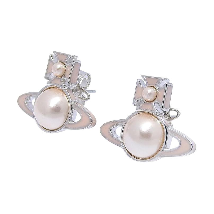 

Vivienne Westwood Elegant Fashion Design Brass Earrings Women earrings Pink White 6201035W-02P648 Basic Packaging-Dust Bag+Box