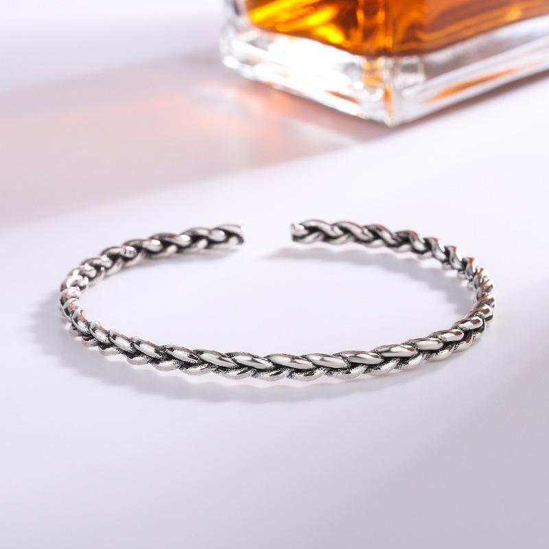 New Thai silver Fried Dough Twists Braided For Women 925 Sterling Silver Personalized Aged Hemp Opening Bacelets TYB611