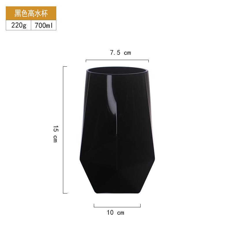 Simple wine glass Phnom Penh black electroplated straight glass wine glass irregular cup body goblet model room setting table