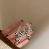 Retro Black Small Fragrant Checkerboard Love Stud Earrings Femininity High Sense Versatile Earrings Fashion Earrings