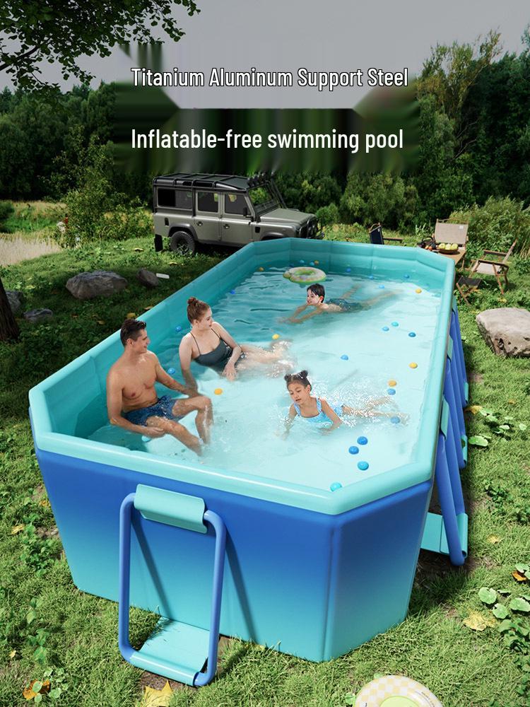 Inflatable Children's Swimming Pool with Slide - No Inflation Needed, Thickened Foldable Design for Home and Outdoor Use