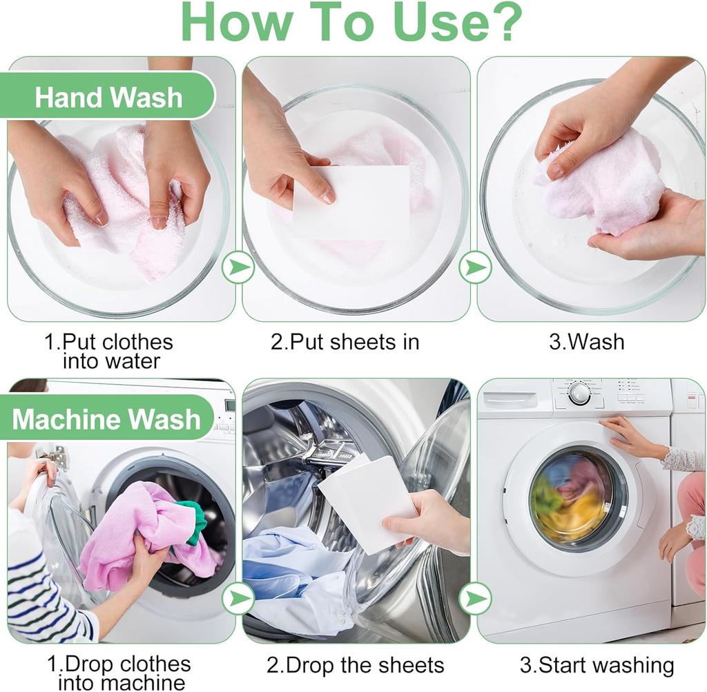 Çamaşır Tabletleri Çamaşır Kağıdı Leke Önleyici Giysi Sayfaları İp Karışmasını Önleyici Renk Emici Yıkama Ev Eşyaları