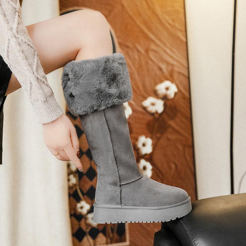 

Две пары женской обуви, зимние сапоги, женские новые осенне-зимние сапоги до колена на толстой подошве, теплый снежный хлопок 34