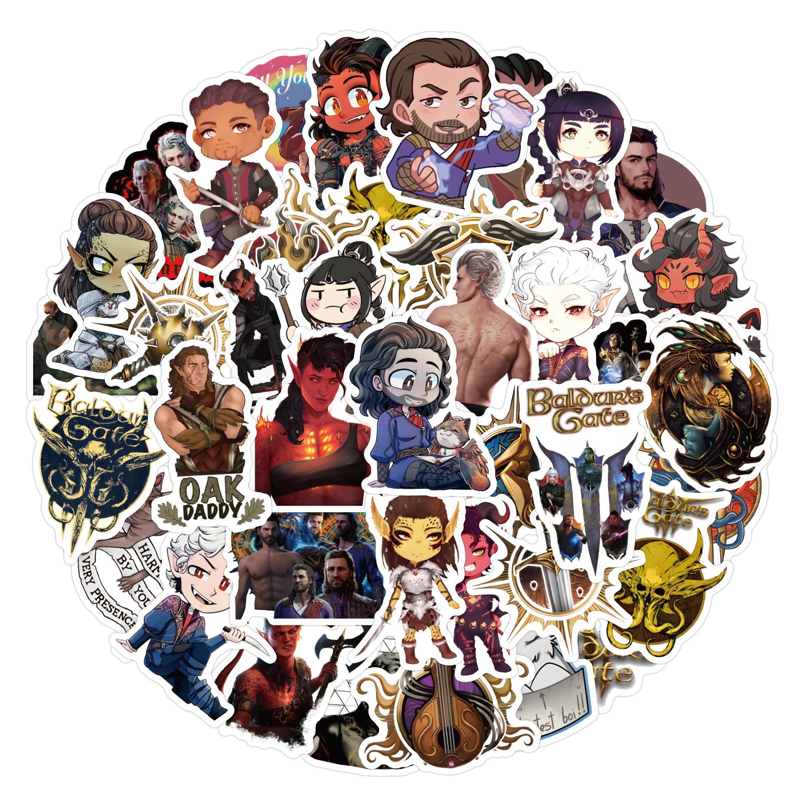 

54 Новые граффити-наклейки BG3 Декоративные наклейки для самоката, блокнота, персонализированные наклейки для заметок от руки, водонепроницаемые