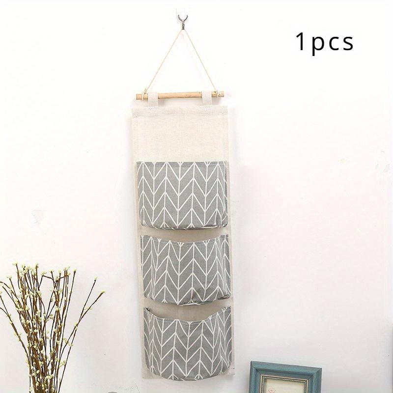 1pcs Decorative Hanging Storage Bag With 3 Pockets, Over The Door Hanging Bag, Wall Mounted Storage Bag Behind The Door,