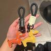 Custom Number Sausage Dog Leather Keychain Pendant Personalized Cartoon Keyring with Braid Rope Bag Car Key Ring