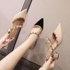 Pointed Thick Heel High-end Sense Willow Nails Super Fire Half Slippers Women's 2025 New One-pedal Middle Heel Bag Head Drag