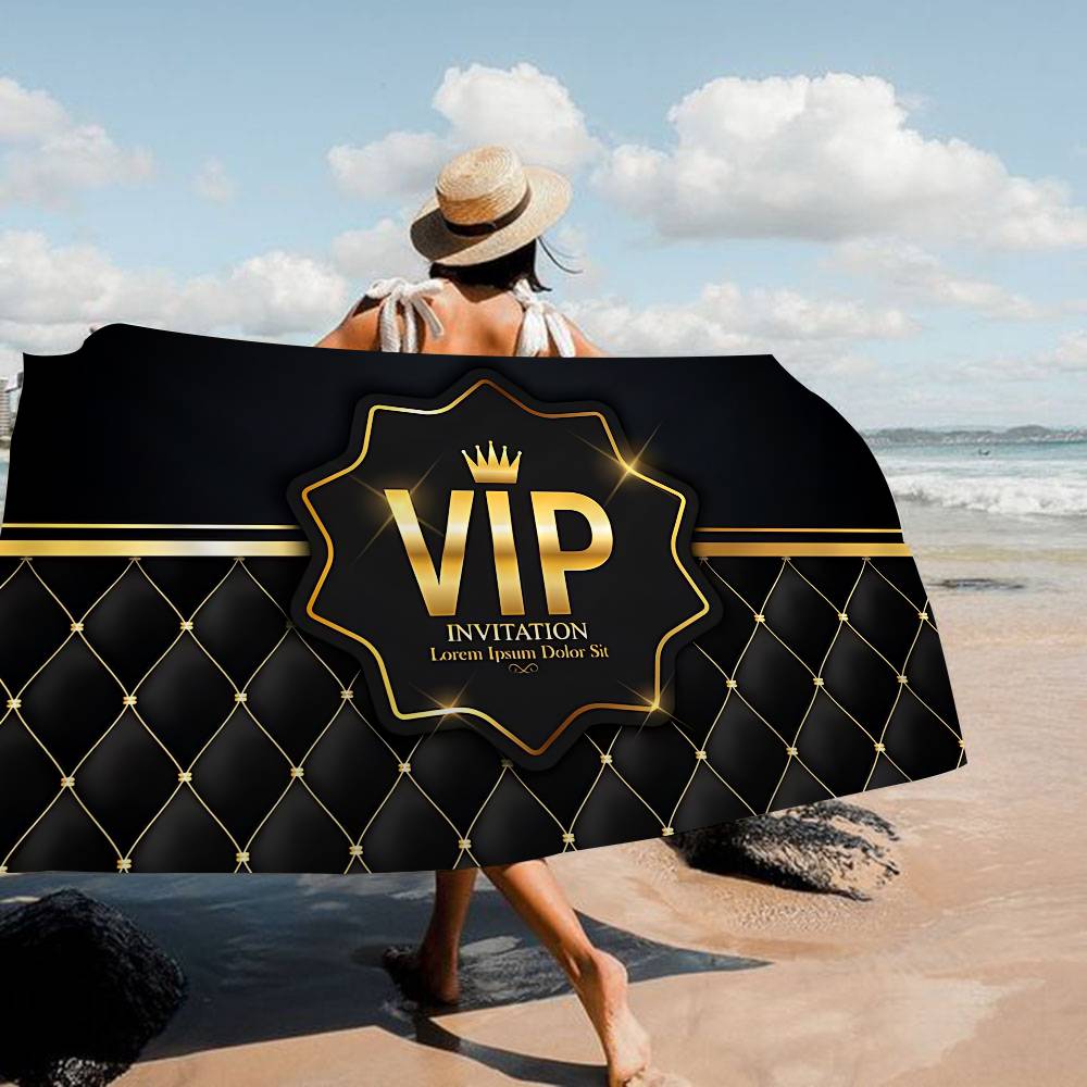 Dalangpa White Vip Pattern Microfiber Blanket Quick Drying Beach Towels Oversized Printing Super Absorbent Pool Towel Blanket