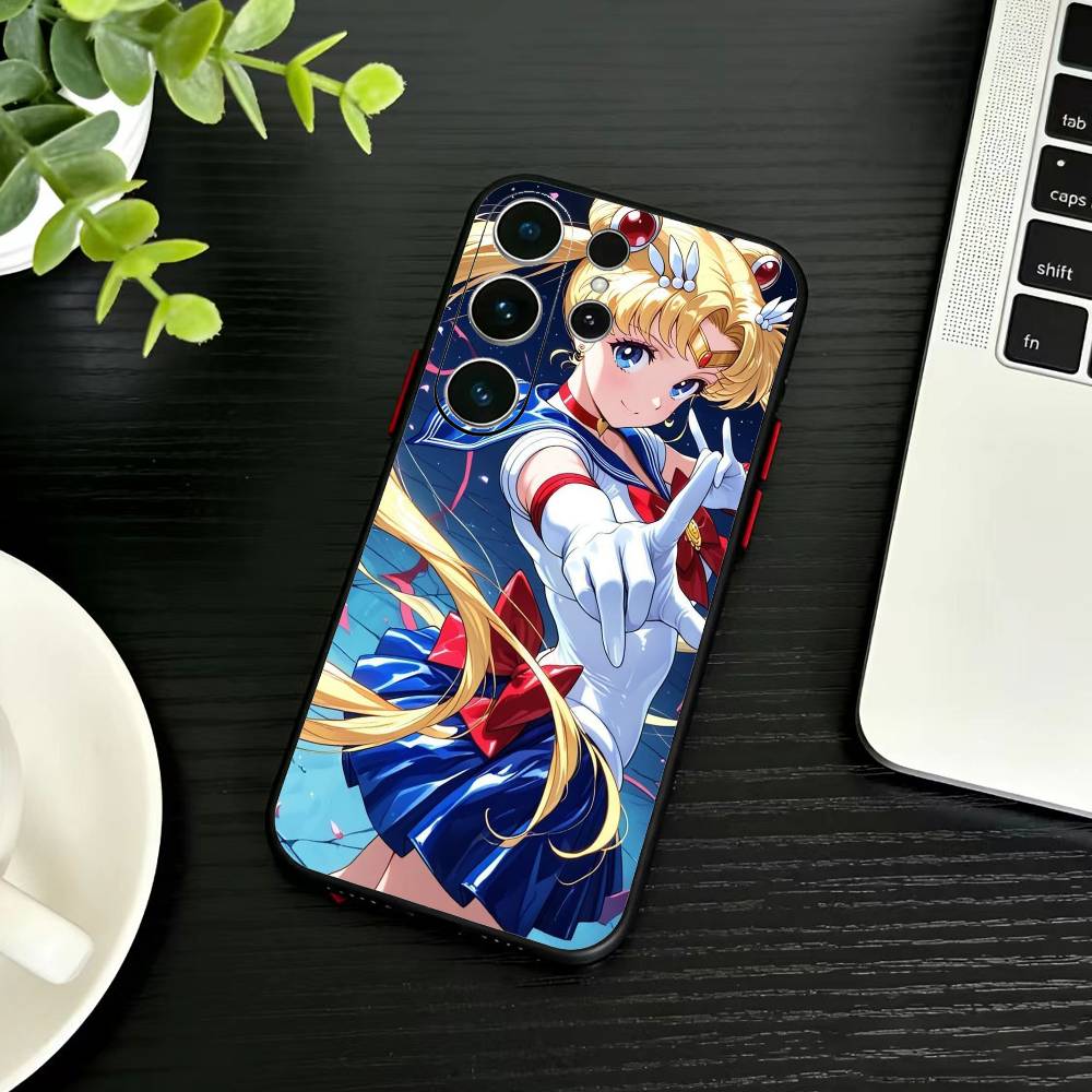Cartoon S-Sailor M-Moons Phone Case For Samsung S26,S25,S24,S23,S22,S21,S20,Plus,Fe,Lite,Others Black Cover