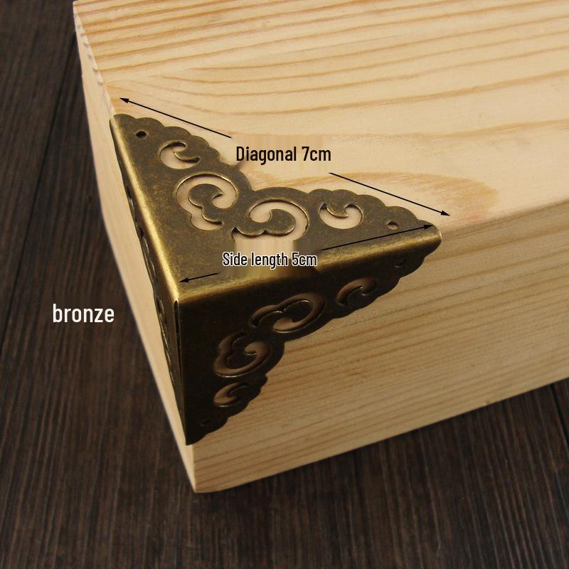 Chengyu 5cm Starožitné čínské mosazné rohy pro dřevěné krabice