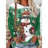 Christmas Snowman Women's T-shirt O Neck Oversized Pullover Female Party Clothes Daily Street Sweatshirt Casual Long Sleeves