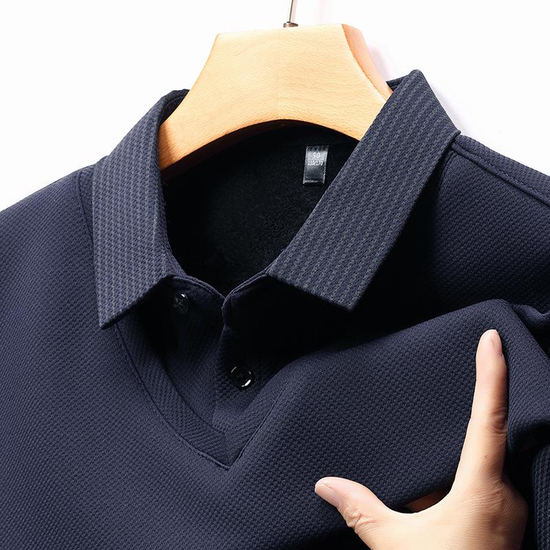 Langarm Poloshirt Herren Premium Business Casual Herren Fake Zweiteiler Gestreiftes Ärmel T-Shirt