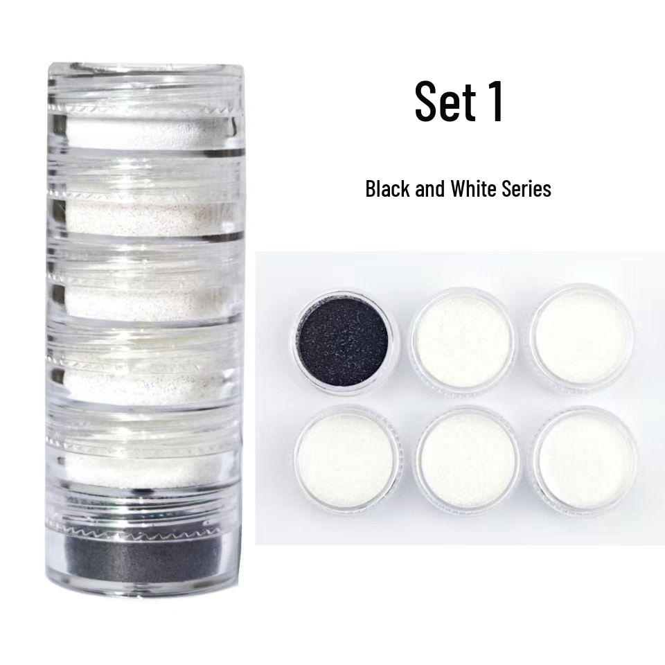 6dílná podzimní a zimní sada třpytivého nail artu s javorovými listy