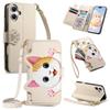 Cute Cat Crossbody long Lanyard Flip Wallet Leather Case for iPhone 17 Pro max 16 15 14 13 12 11 Shockproof Book Stand Cover