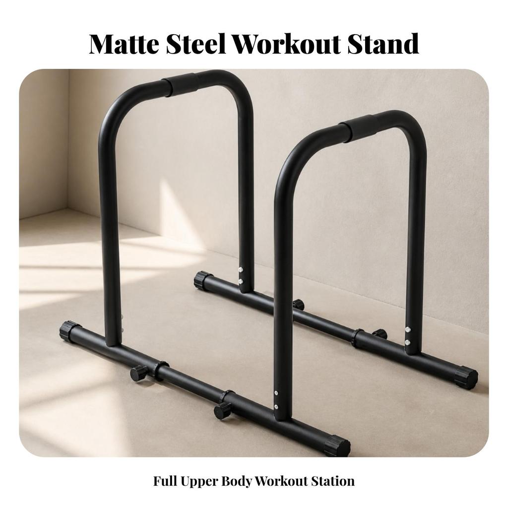 Freestanding Adjustable Parallel-Bar Fitness Station Sturdy Handrails Heavy Duty