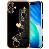 Case with Lanyard - BOOLING - for iPhone 17 - Shockproof Silicone Protection with Heart Bracelet - Black