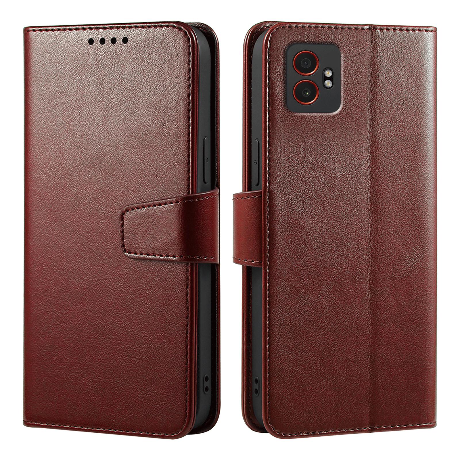 

For Samsung Galaxy XCover7 Pro Case Stand Card Holder Wallet Leather Phone Cover Brown