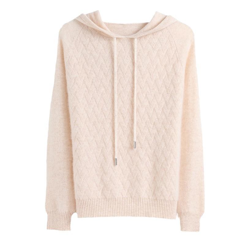 Women's Cashmere Hooded Knit Sweater: Autumn/Winter Long Sleeve Korean Style Hoodie.