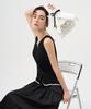 Pelimela 2-Way V-Neck Square Neck Knit Sleeveless (Black)