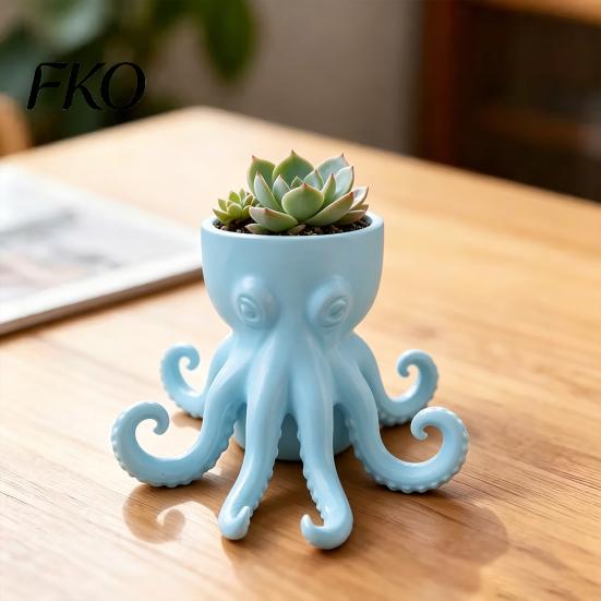 Octopus Shaped Flowerpot 3D Printed Vase, Flowerpot, Creative Planter Pot, Artistic Funny Animal Statue for Indoor Outdoor Plants Garden Decorations