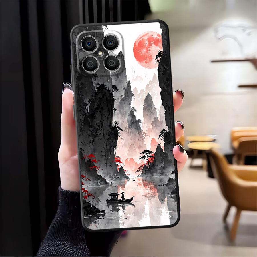 Funda Phone Cover Case for Honor X5b X6 200 400 Lite 70 X9a 90 8X X7 X8 Magic5Lite Ink Art Print Japanese Landscape Mountain