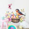 Easter Floral Eggs Basket Wall Sticker Self-Adhesive Removable for Home Decor