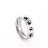 Cazador Cute Animal Paw Rings for Men Women Cat Footprints Finger Ring Stainless Steel Jewelry Birthday Mother Gift Wholesale