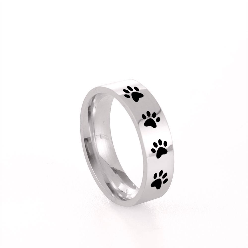 Cazador Cute Animal Paw Rings for Men Women Cat Footprints Finger Ring Stainless Steel Jewelry Birthday Mother Gift Wholesale