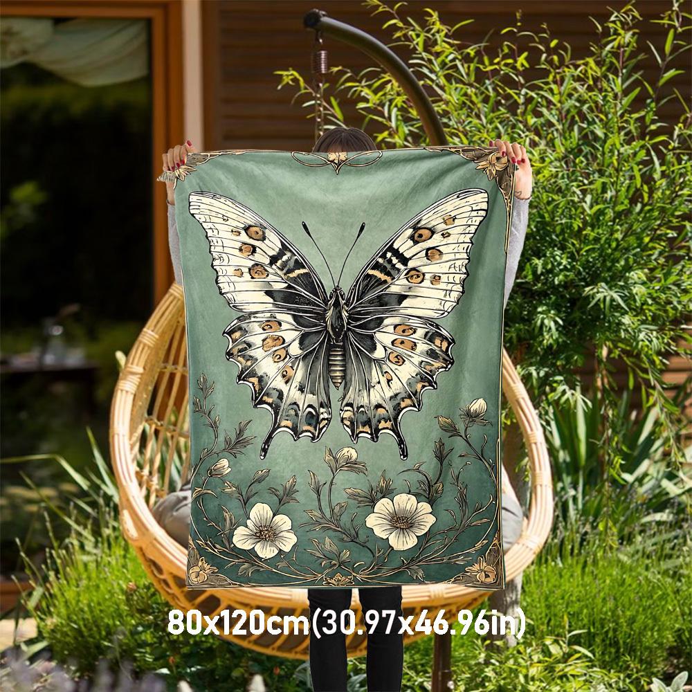 

1PC Butterfly FlowersOutdoor Flannel Blanket - Soft Plush Decor for Picnics, camping, Bedroom, Playroom, Office, or Lunch Break 1275A 80x120cm(31x47inch)