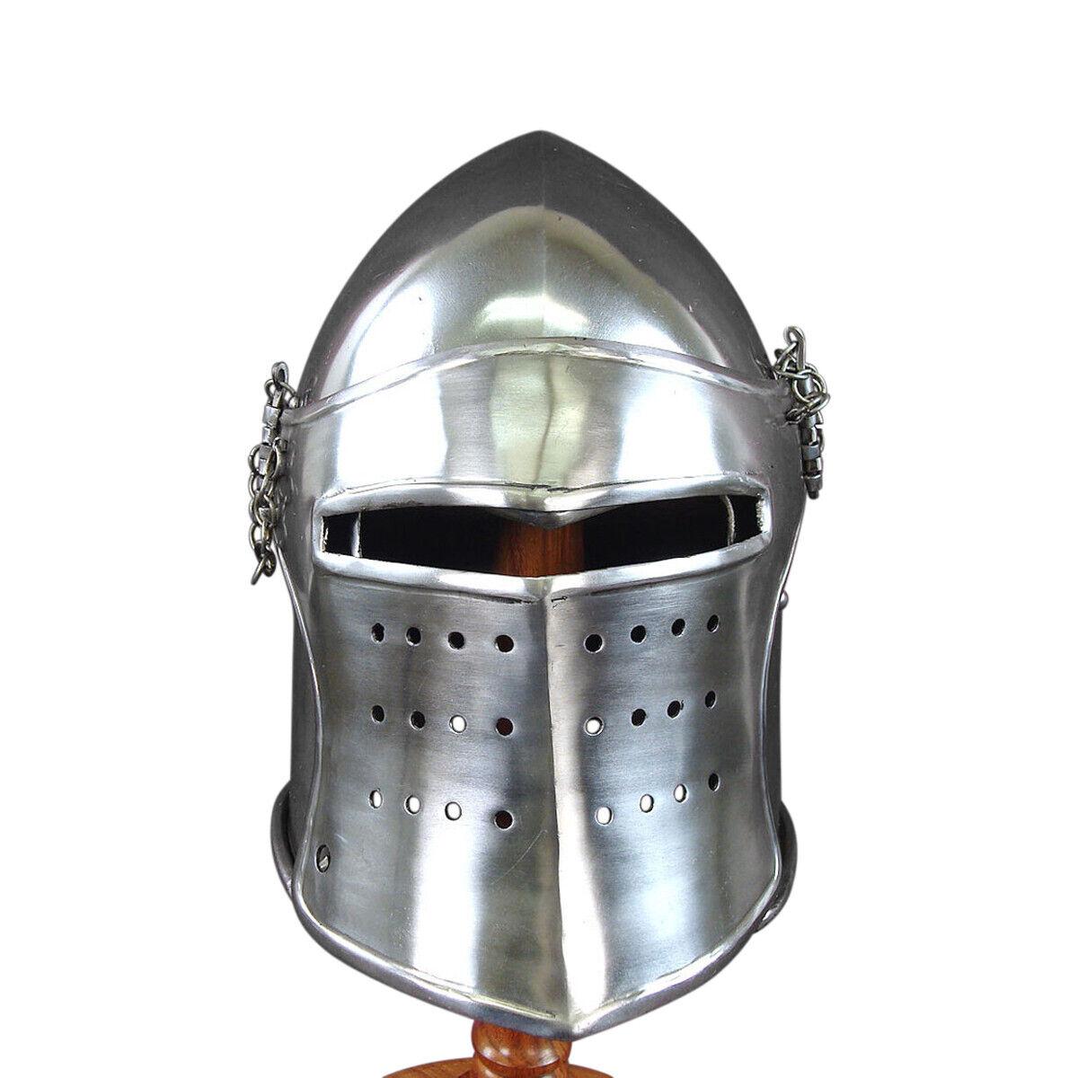 

Шлем-бацинет с забралом XV века - сталь 18-го калибра для LARP/реконструкций