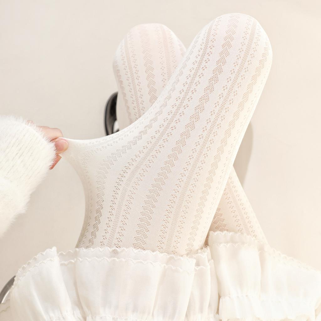 Velvet pantyhose for spring and autumn, thin, anti-snag, non-slip, white jacquard tights jk Wearing leggings as outerwear