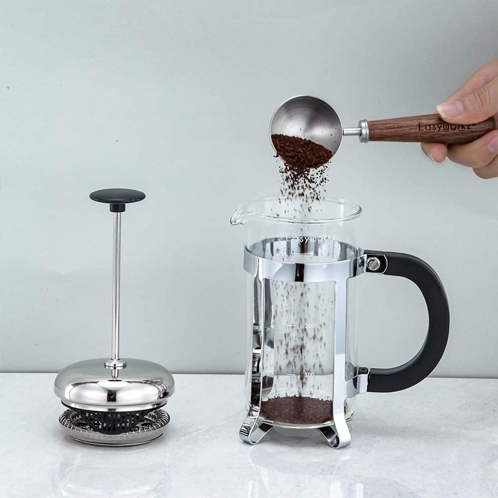 Linguriță de cafea retro Easyworkz din oțel inoxidabil cu mâner din nuc negru, 10g - Linguriță de măsurat