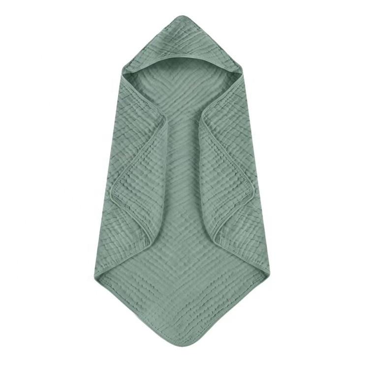 Baby Muslin Cotton Absorption Gauze Hooded Cloak Robe Bath Towel Kids Beach Muslin Wrap Blanket Solid Color for Children