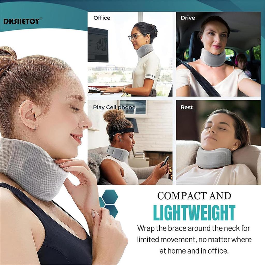 Soft Foam Neck Brace Support Adjustable Braces with Replacement Cover for Home School Office Travel