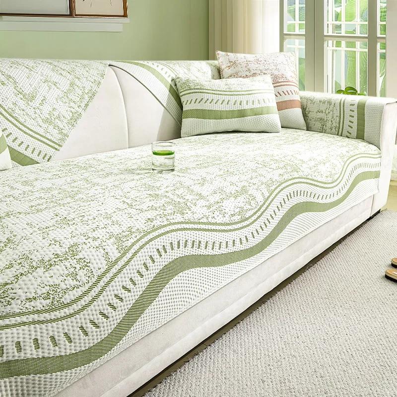 

Неровная подушка для дивана из ледяного шелка для лета, нескользящая охлаждающая накидка на сиденье для диванов с подлокотниками, однотонный универсальный коврик для дивана, ковер Q 110x240cm 1pc